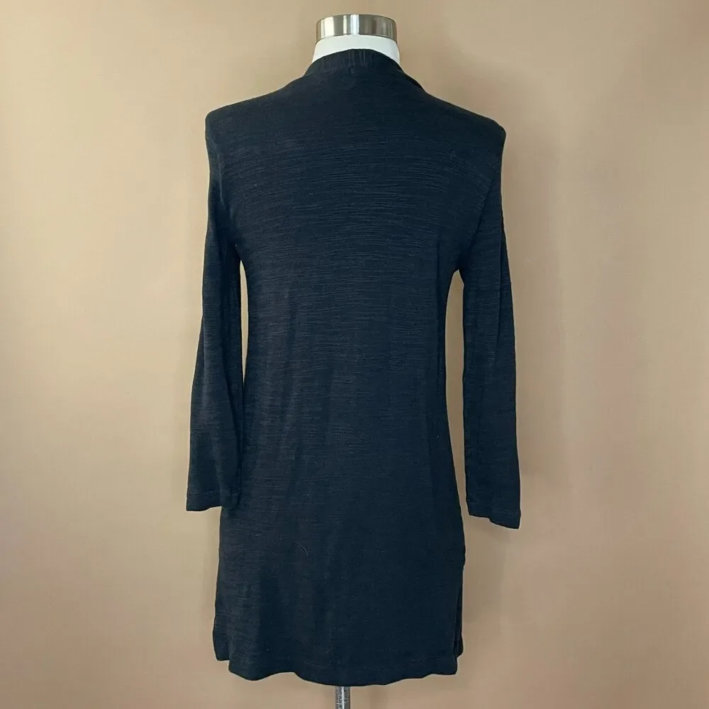 Old Navy Girls L 10-12 Black Open Front Long Cardigan Sweater Pockets